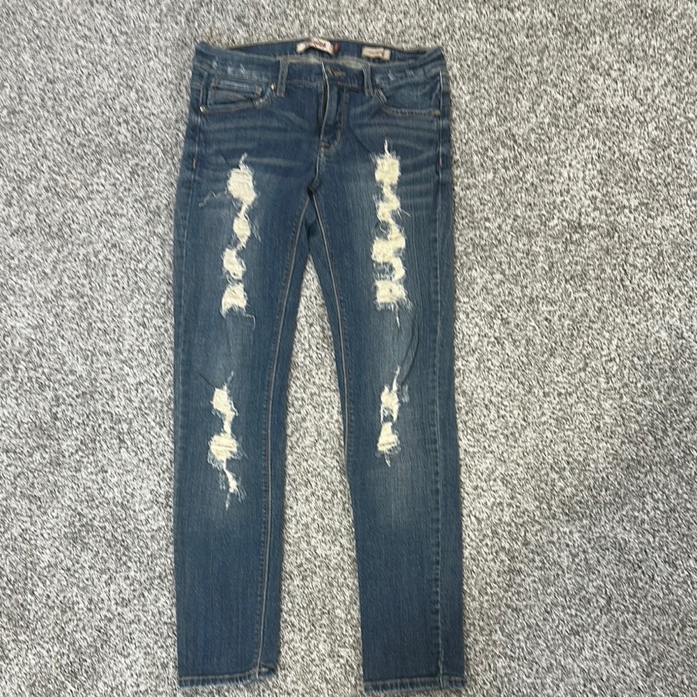 Distressed Blue Jeans